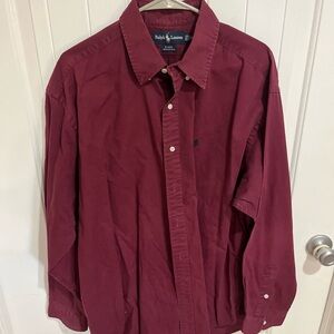 Ralph Lauren Men's Burgundy Shirt 100% Cotton Blaire Size XL EUC
